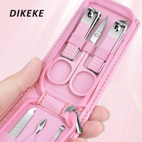 DIKEKE New Pink 6pcs/set Manicure & Pedicure Set Nail Scissors Clippers Ear Digging Spoon Gift For Men & Women & Lover