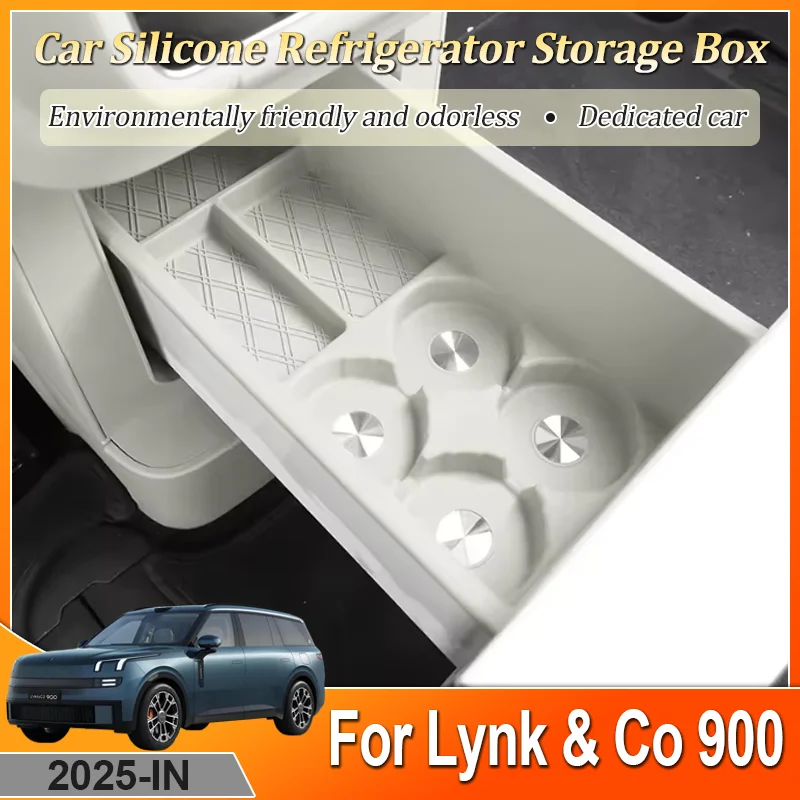 

Car Silicone Refrigerator Storage Box For Lynk & Co 900 2025 Waterproof Non-slip Tray Storage Fixed Silicone Pad Auto Interior