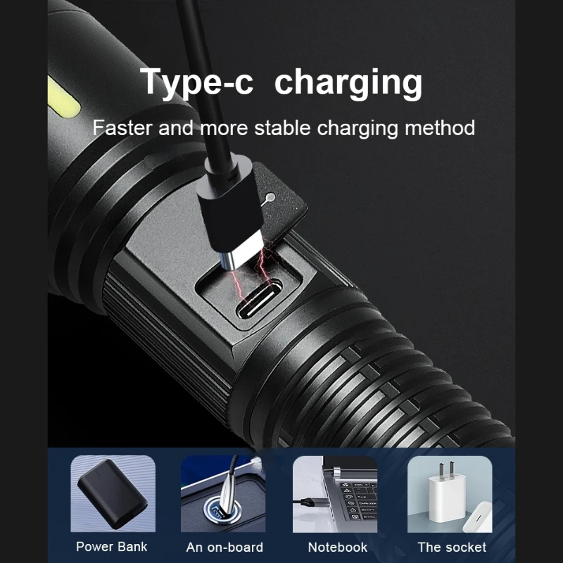 2025 Latest High Power Rechargeable LED Flashlight Powerful Outdoor Super Bright LED Lantern 5 Modes Waterproof Hand Lamp Torch