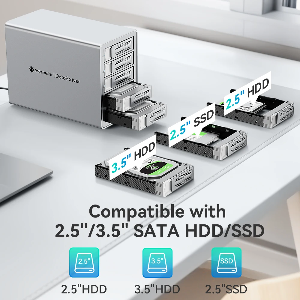 Yottamaster 2.5/3.5 "10Gbps SATA HDD SSD الضميمة نوع C HD حافظة خارجية USB3.1 ديزي سلسلة صندوق تخزين القرص الصلب للعبة ماك