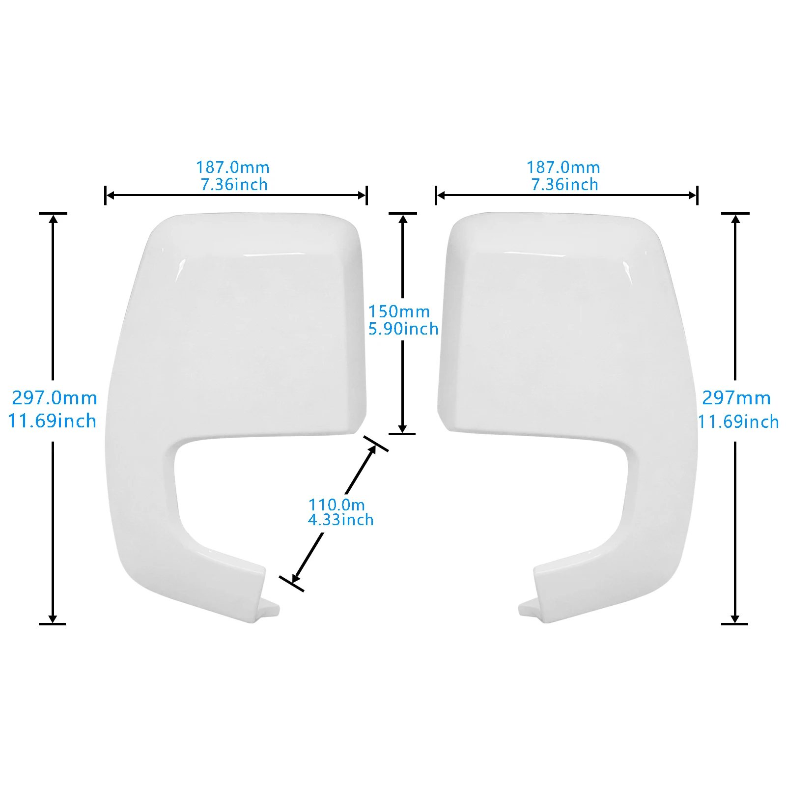 For Ford Transit Custom 2012-2020 White Wing Door Mirror Cover Caps Left + Right