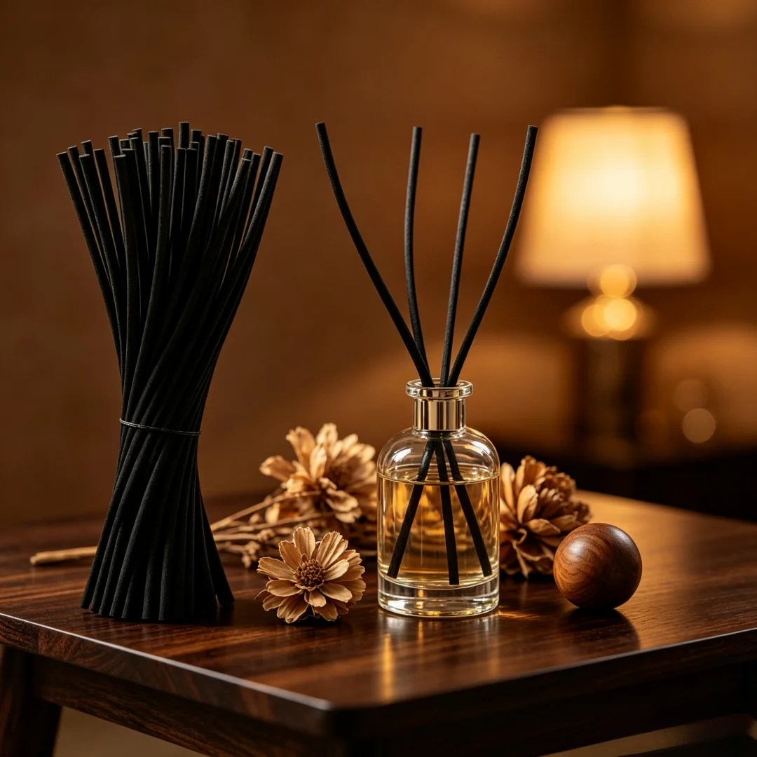 30 Pcs/Pack 3mm*28cm Diffuser Sticks , Fragrance Refill Black Fibre Reed Thick Aromatherapy Diffuser Sticks for Diffuser Oils
