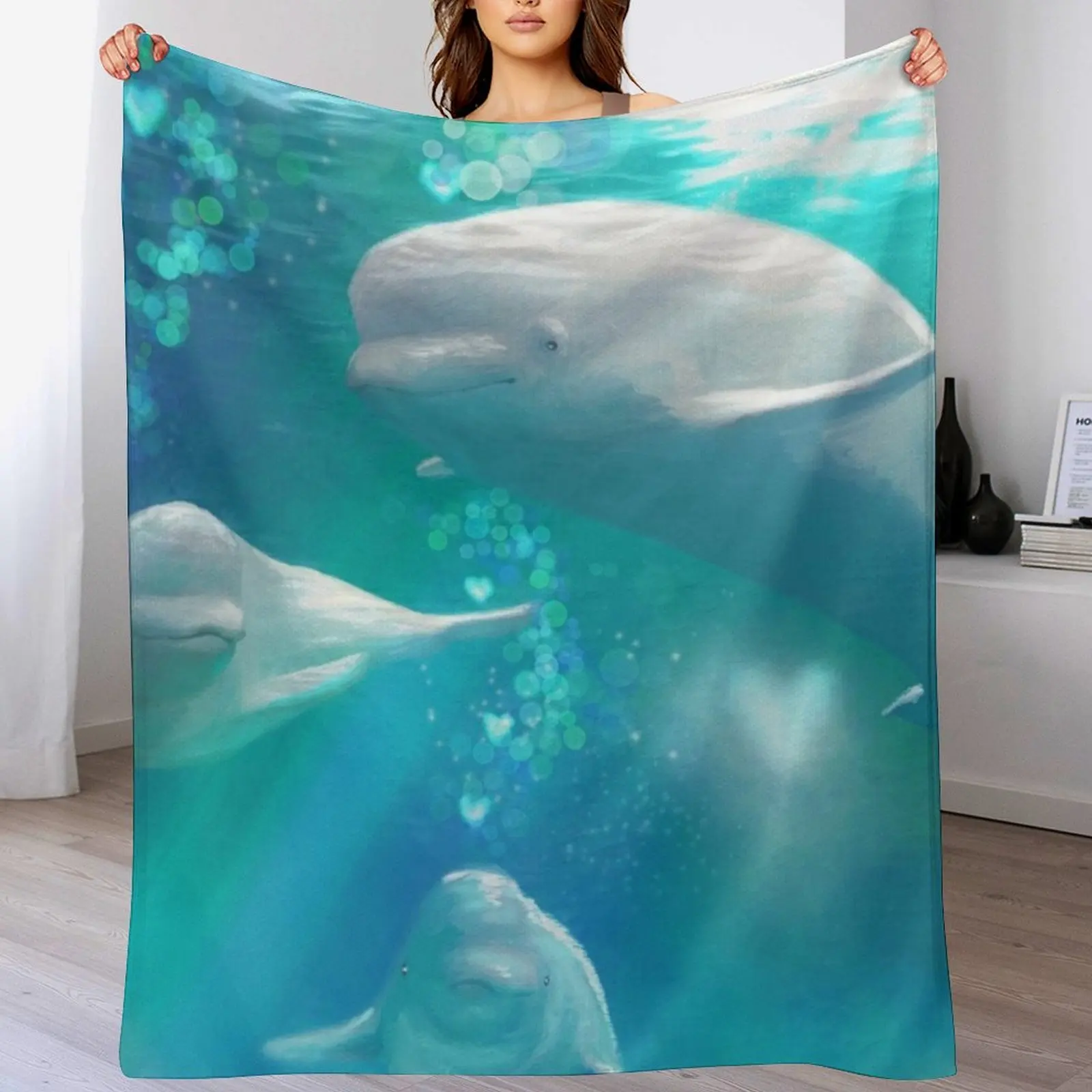 

Blue Beluga Family Throw Blanket Luxury Thicken Thermals For Travel manga cosplay anime Blankets