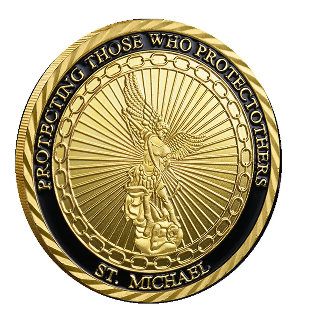 US Military Challenge Coin FBI Theme Coin Metal Plating Industrial Product, Commemorative Gold Coin Saint Mike Badge