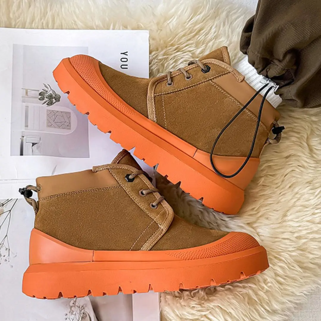 

Men's Snow Boots Winter Plus Velvet Fur Integrated Non-slip Thickened Waterproof Cotton Shoes Autumn Couple Ankle Boots