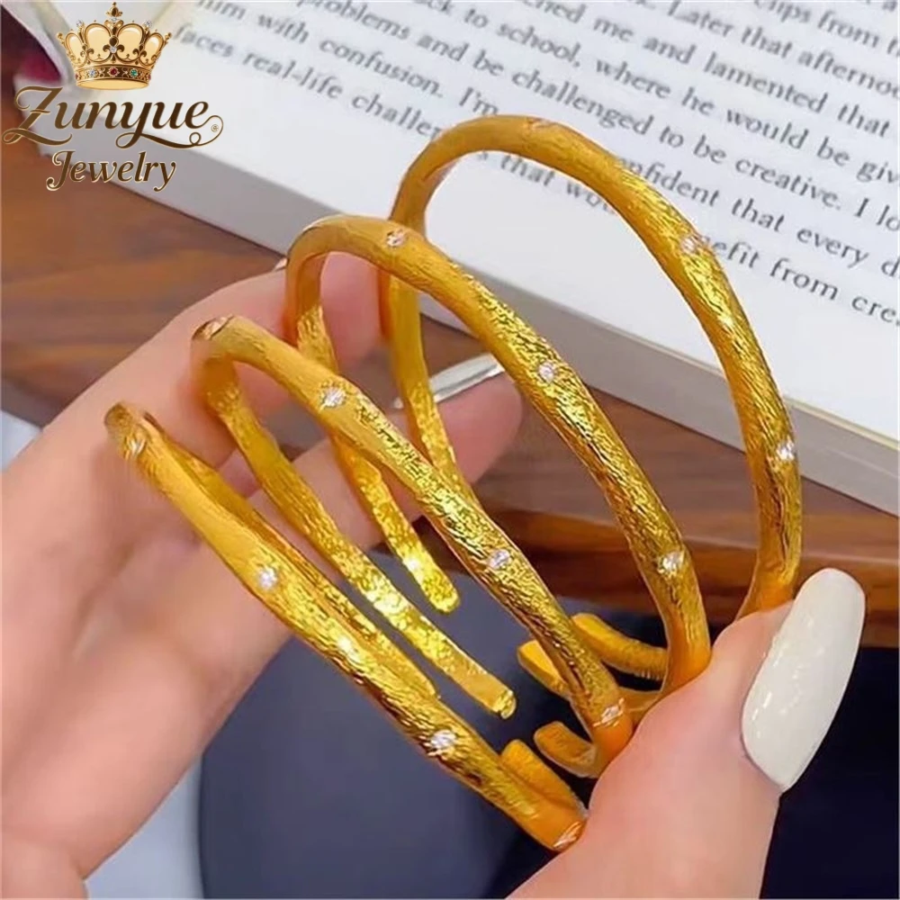 

High-End Sand Gold Six-Pointed Star Bracelet Luxury Quality Jewelry Handicraft Fashion Jewelry Exquisite Charms Popular Elegant