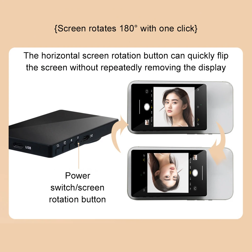 Wireless Magnetic Mount Vlog Selfie Monitor Screen Phone Rear Camera Selfie Video Recording Bluetooth Connection for Live Vlog