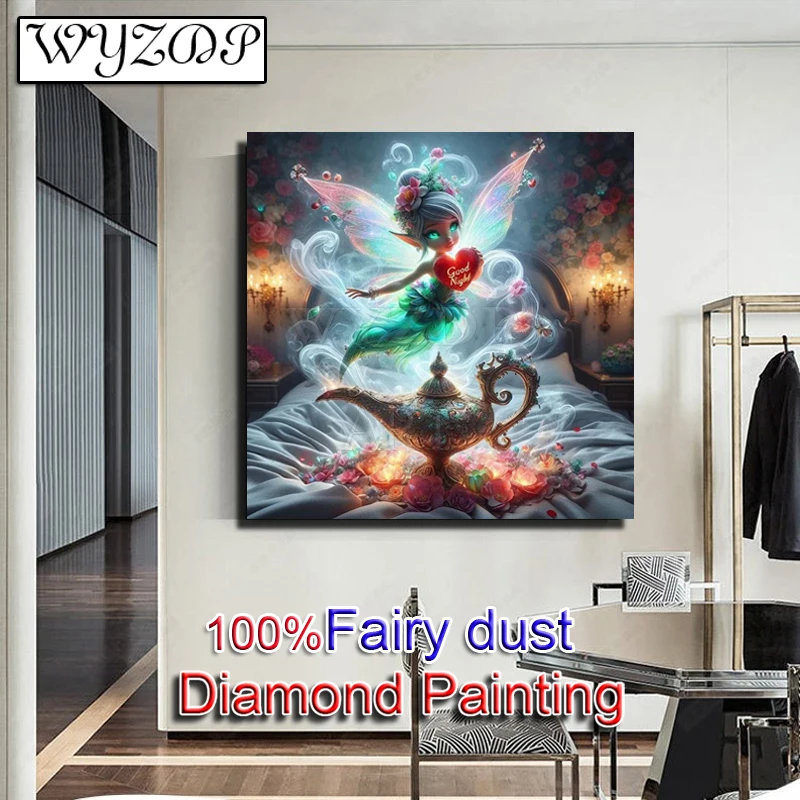 Magic Lamp 5D Diy 100% Fairy Dust Diamond Painting Cartoon Full Square Diamond Embroidery Stitch AB Diamond Art Crystal Decor