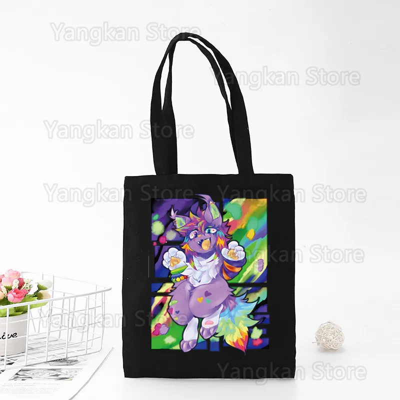 Proud Furry Team Furry Please Ask Before Touching Handbags Cloth Canvas Tote Bag Shopping Travel Eco Reusable Shoulder Bags