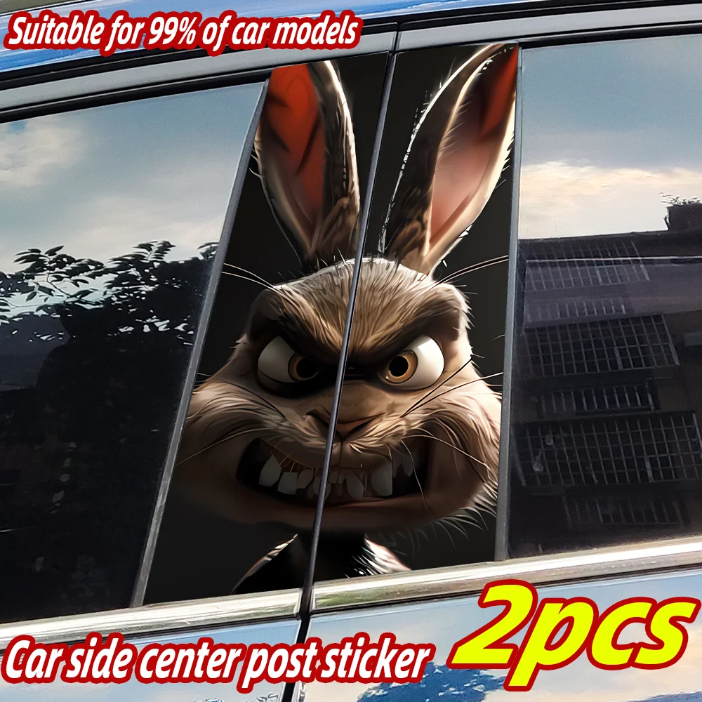 

Funny Rabbit Car Stickers Auto B Pillar Waterproof Sunscreen Decor Cover Scratches Car Door Pillar Vinyl Decals Accessories
