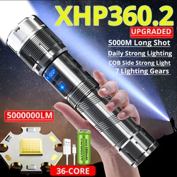 90000000LM XHP360 Super LED Flashlight High Power Tactical Torch USB Rechargeable Waterproof Zoom 18650 Flashlight For Fishing