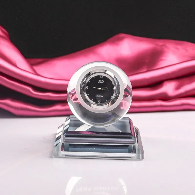 2023 High Quality Fashion 60mm Crystal Smart Clock Souvenir Gifts Car Decoration Table Clock Crystal Special Clock
