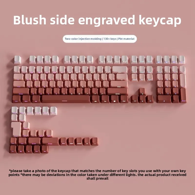 

New Keycap Set Side Engraved Gradient Color 133 Keys PBT Double Sided Printed Shiny Backlit Keycaps for Mechanical Keyboards
