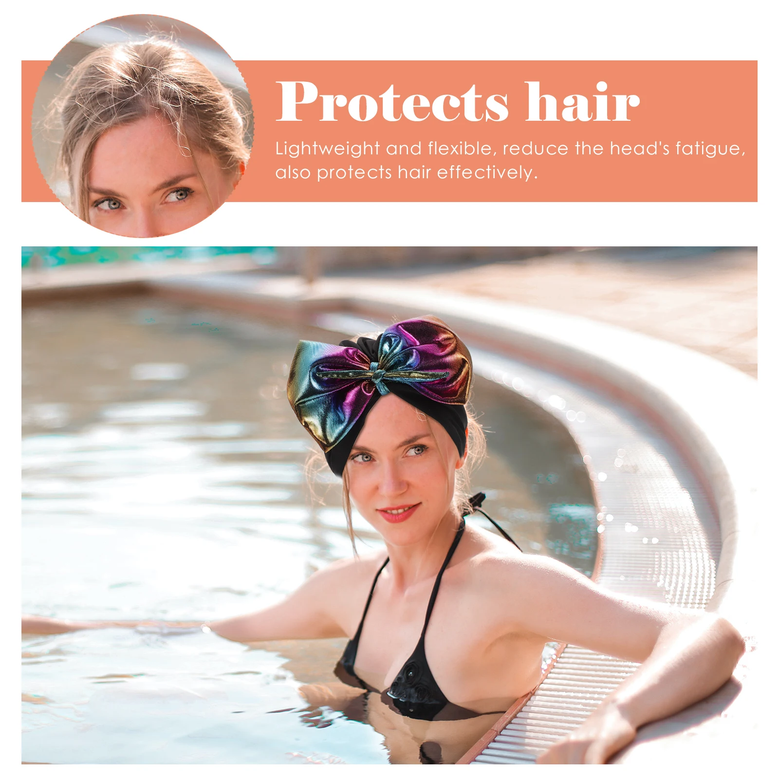 

Long Hair Cap Durable Comfortable Elastic Decorative Women Swimming Swim Caps For Women Swimming Caps Adult Bathing Bowknot