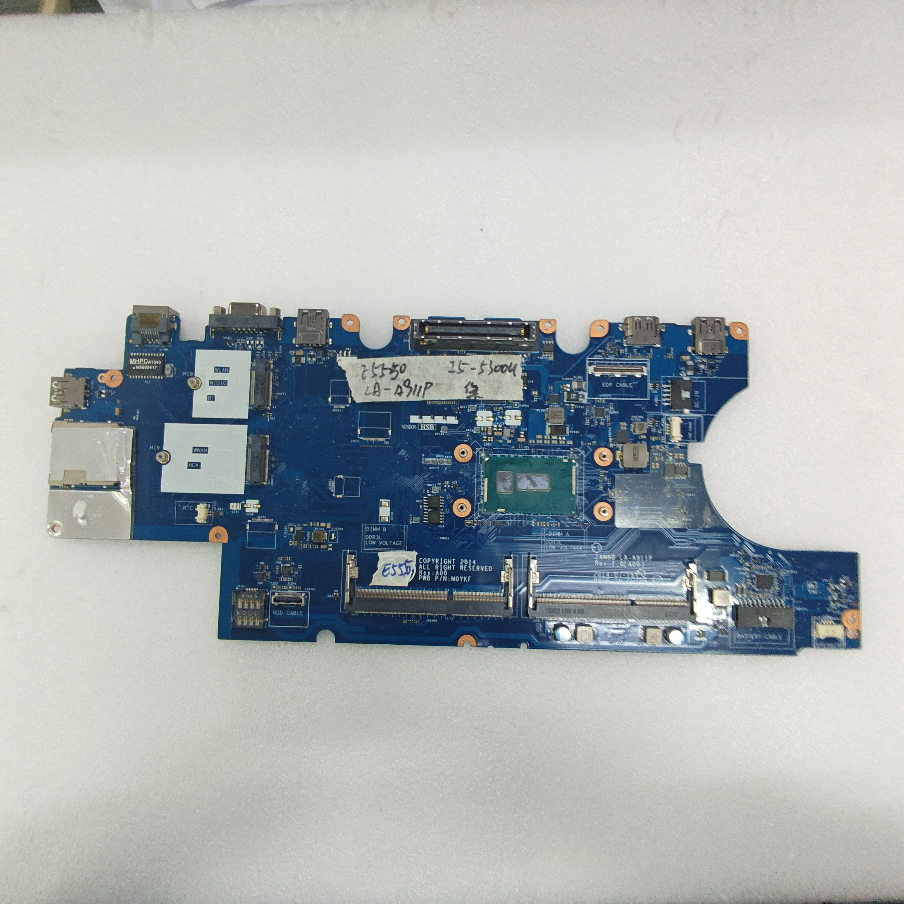 For Dell Latitude E5550 Notebook Mainboard LA-A911P with i5-5300U  Laptop Motherboard