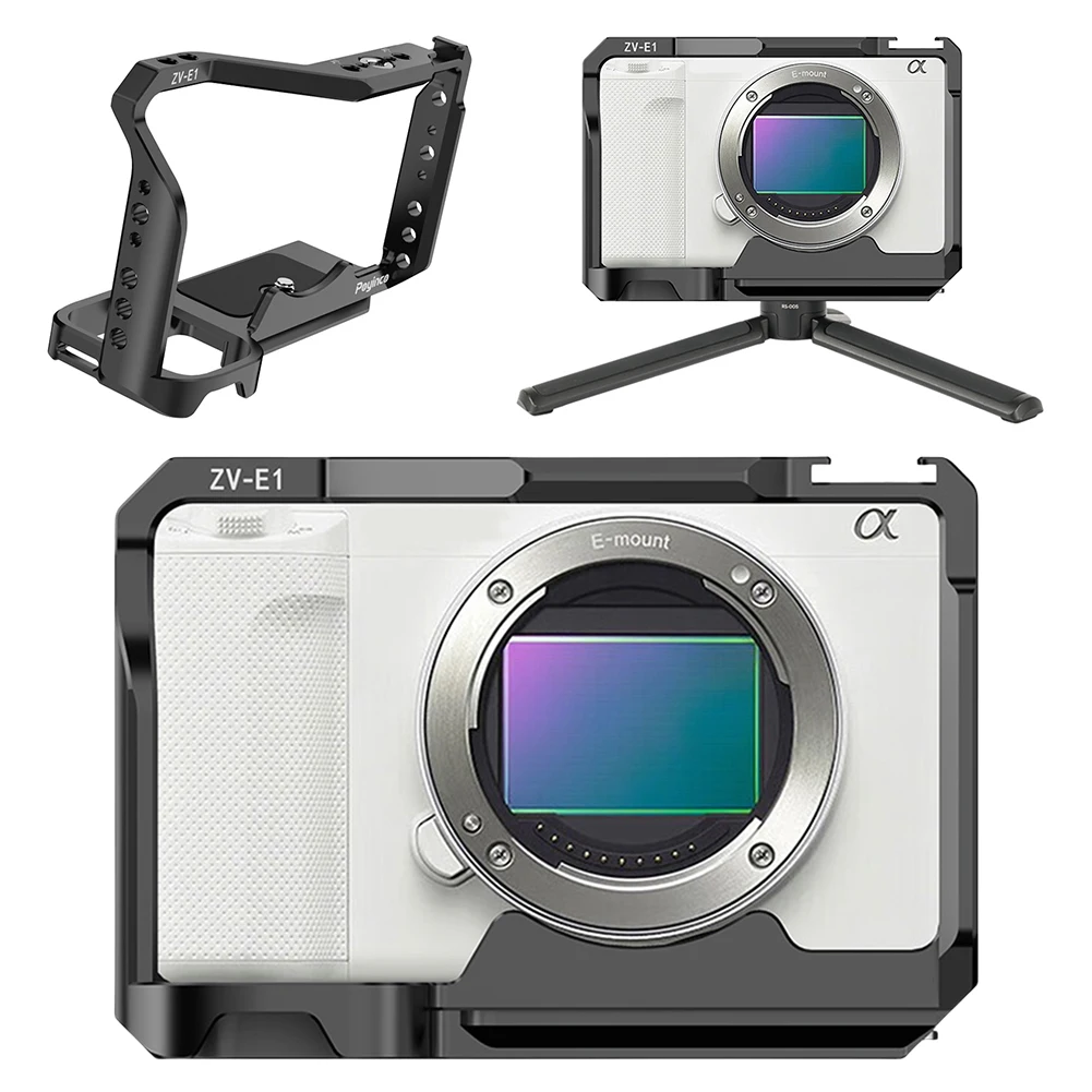 Full Camera Cage Built-in Quick Release Plate Protective Frame Cold Shoe Mount for Sony ZV-E1/DJI RS 2/RSC 2/RS 3/RS 3 Pro