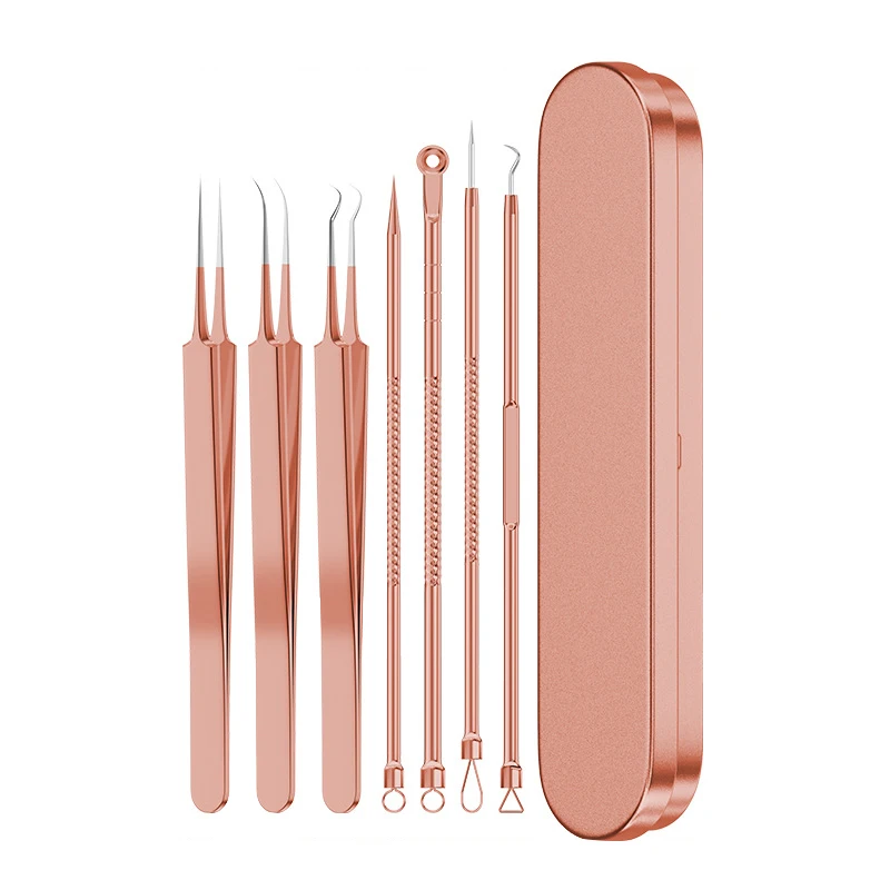 9/7/5 Stuks Acne Mee-Eter Verwijderingsnaalden Kits Roségoud Roestvrij Staal Black Spot Puistje Reinigingstool Gezicht Huidverzorging