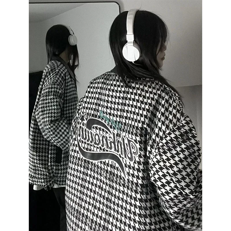 

Xiaoxiangfeng Houndstooth Jacket Women's 2022 Autumn New Design Niche Jacket Women's Jacket Baseball Uniform National Tide Brand