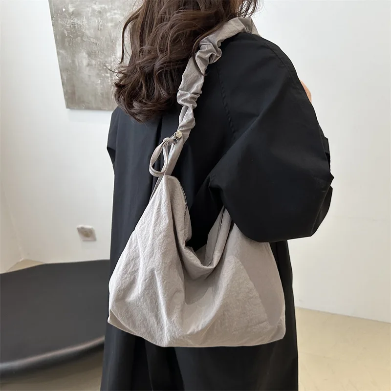 2025 Autumn Tote Bag - Extra Large Plain Canvas Crossbody Bag, Wrinkled Handle, Lightweight & Durable