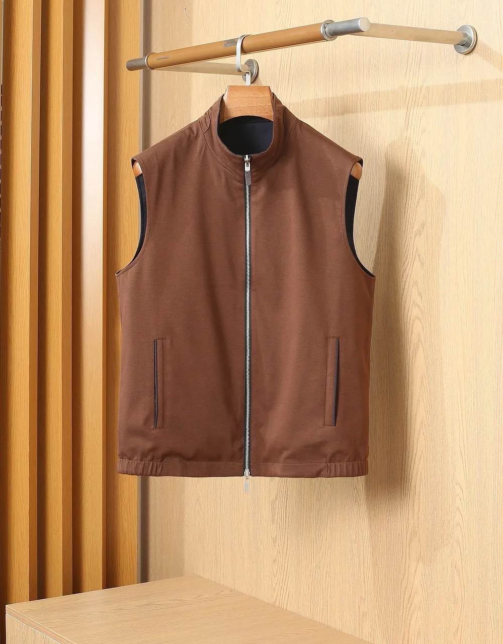 2026 Men's Autumn/Winter New Collection Men's Double sided Stand up Collar Vest, One Piece Two Wear Polyester Fiber Cotton M-3XL