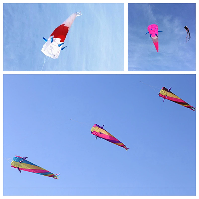 จัดส่งฟรีขนาดใหญ่Kite Windsocks Kiteหางผ้าไนลอนRipstop Inflatable Kiteอุปกรณ์เสริม 3d Kiteของเล่นกลางแจ้งPower Kite