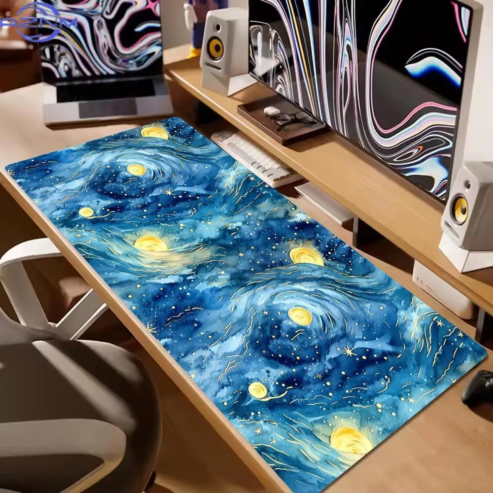 Flowing Gilded Night Mouse Pad Computer Accessories Office Game Table Mats Rubber Anti-slip Gaming Keyboard Mousepad Desk Pads