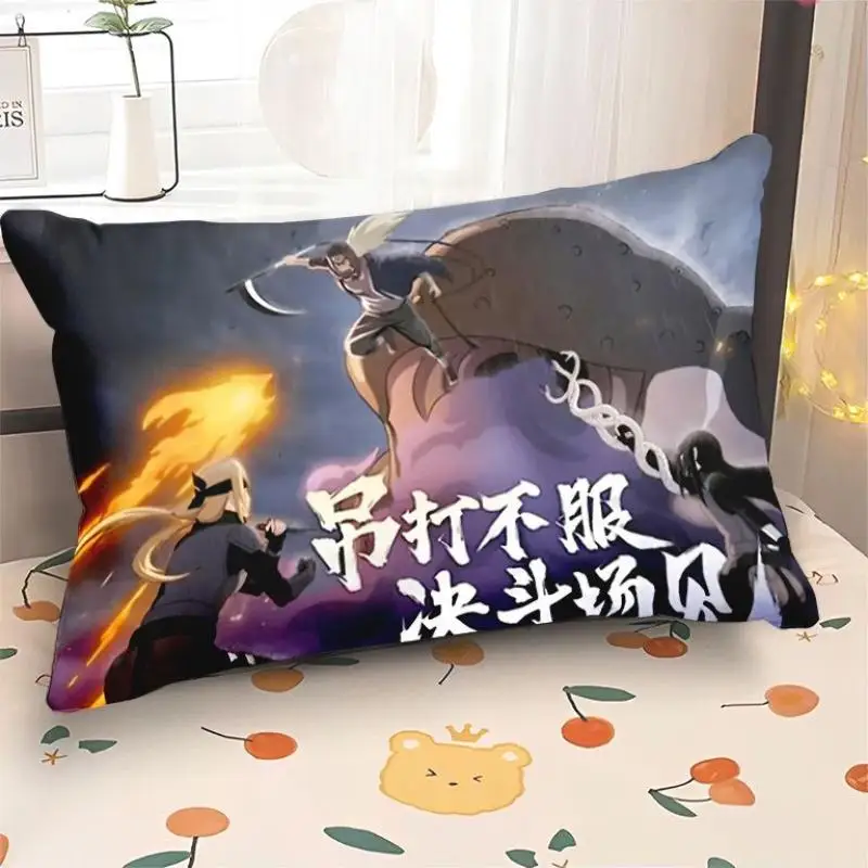 Naruto Mobile Game Ninja Pillow, Cartoon Long Square Pillow for Sofa, Bedroom, Student Dormitory Headrest and Lumbar Support Cus