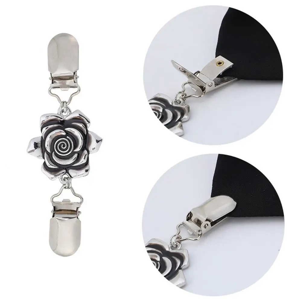 Sweater Shawl Clips Vintage Garment Dress Clips Brooch Back Cinch Shirt Clips Classic Pattern Metal Retainer Clip For Women
