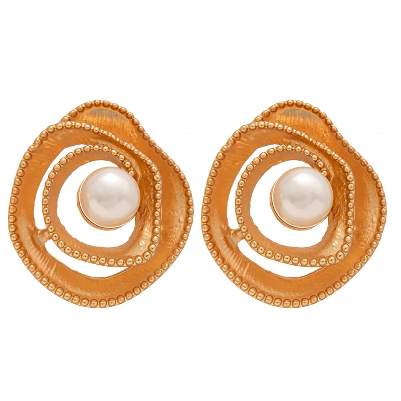 الرجعية المعادن الشعور تقليد اللؤلؤ دوامة زهرة بتلات مزاجه المتخصصة الراقية الأقراط إبرة الفضة