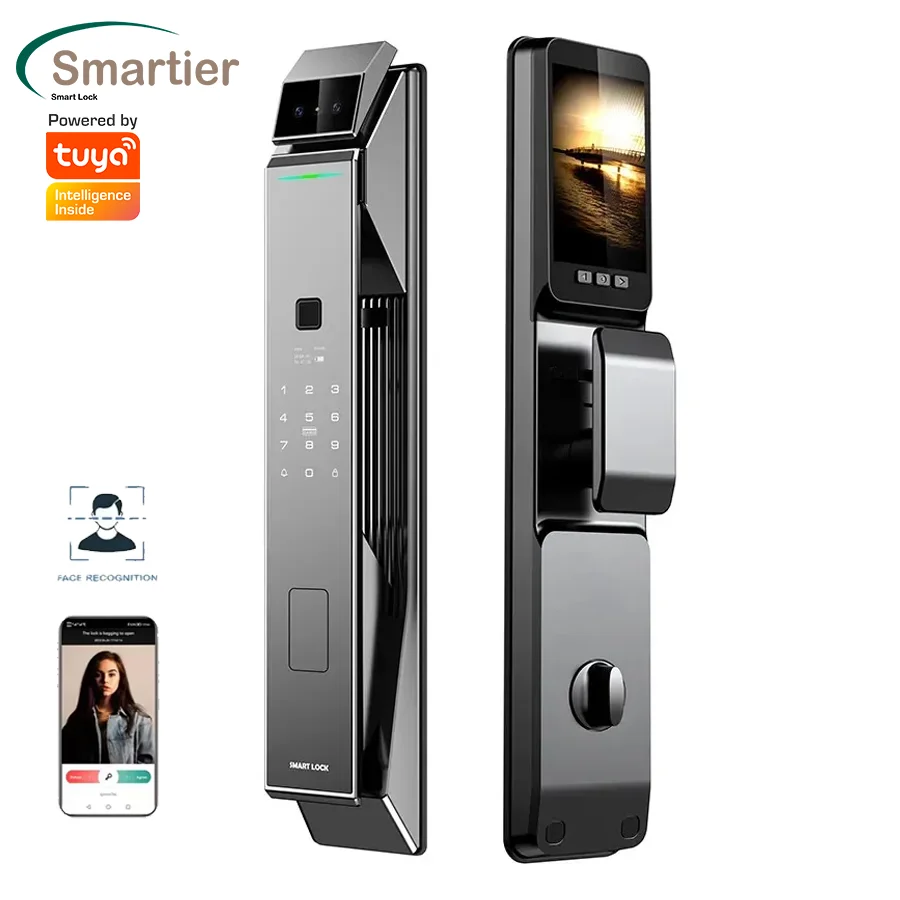 

Smartier Tuya Security Fully Automatic Smart Lock 3d Face Recognition Biometric Lock Home Fingerprint Password Lock