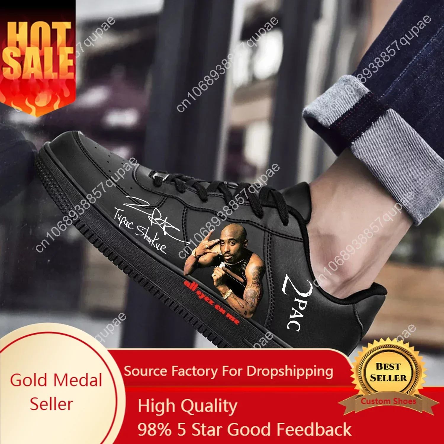 

Rap 2Pac Tupac Shoes AF Basketball All Eyez on Me Mens Womens Running Sports Flats Force Sneakers Lace Up Mesh Custom Made Shoe