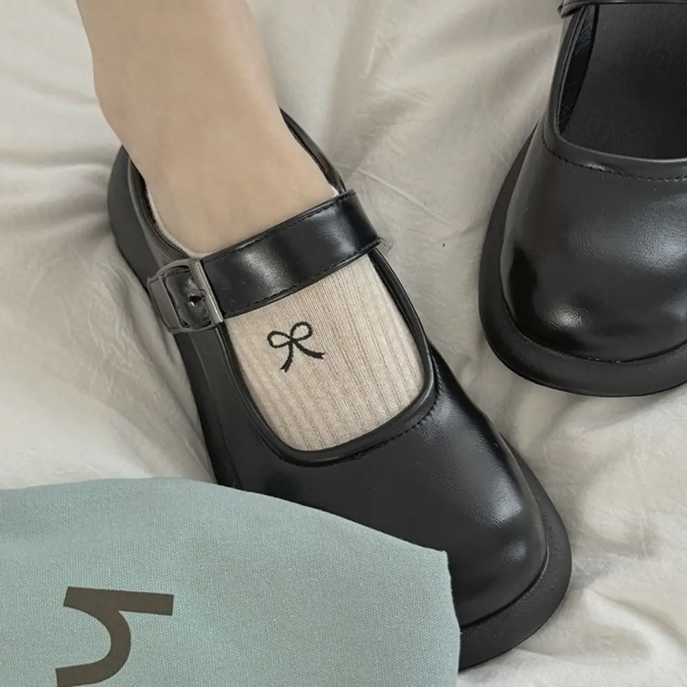 New Breathable Bowknot Socks Spring Summer Solid Color Boat Socks Thin Anti-slip Invisible Cute Sock