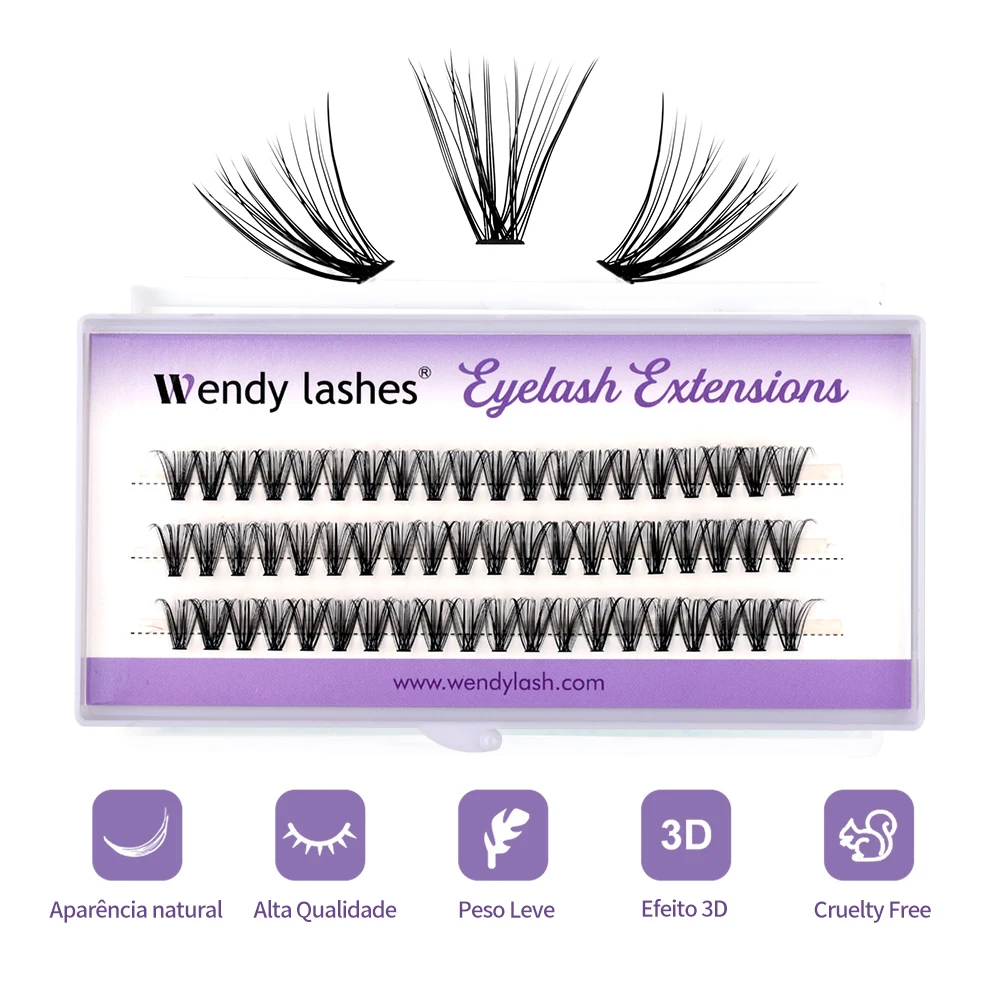 Wendy Lashes 10Pcs/Lot Cluster Lashes 3 Rows 30D/40D Faux Eyelash Curl C/D Mink Strip Eyelashes Natural Eyelashes DIY Wholesale