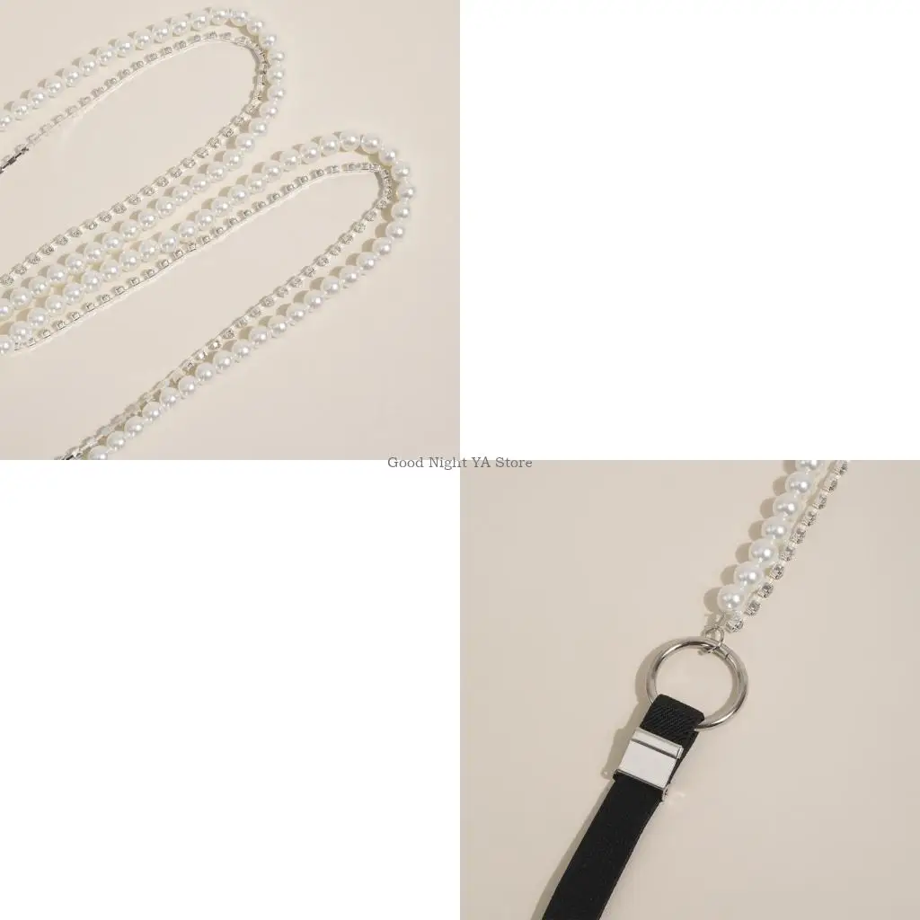 

Woman Clip Suspenders Elastic Suspender Pearl Y Back Suspenders