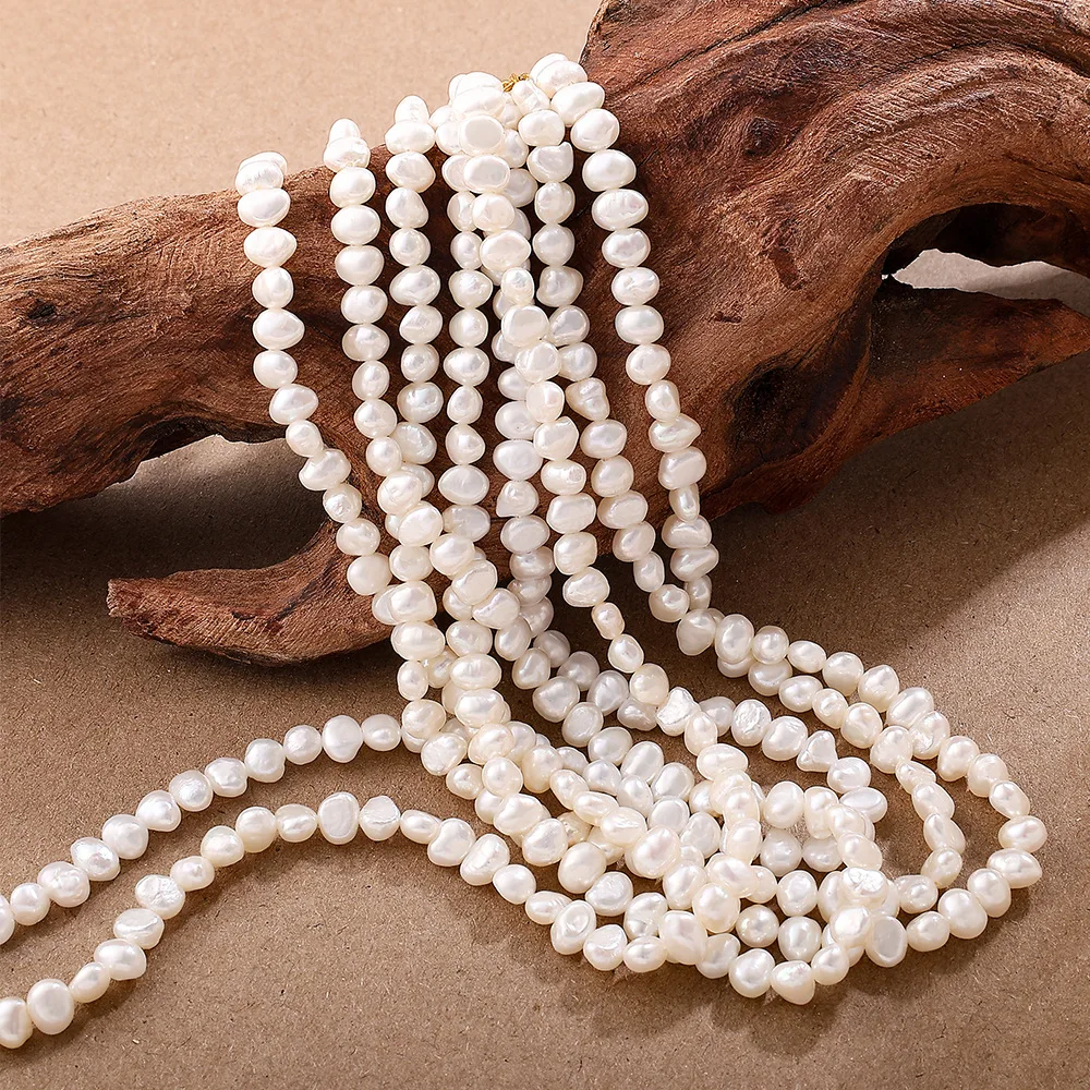 

Natural Freshwater Pearl Necklace Irregular Beaded Chain with Stainless Steel Lobster Clasp Women's Holiday Gift