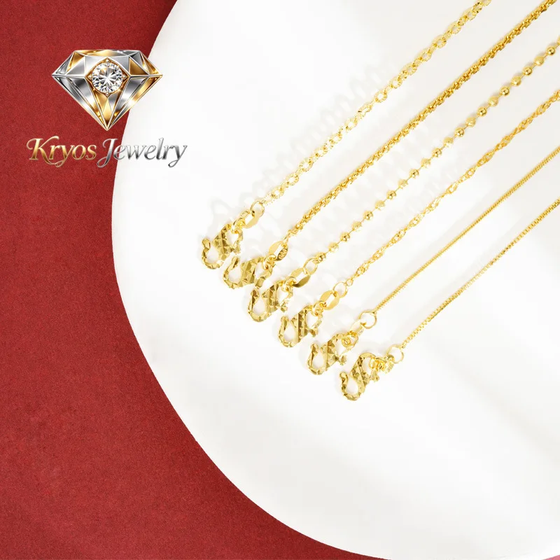 Kryos Jewelry Luxury 24K 9999 Pure Gold real gold Women's Water Wave Snake Bone Twist Necklace