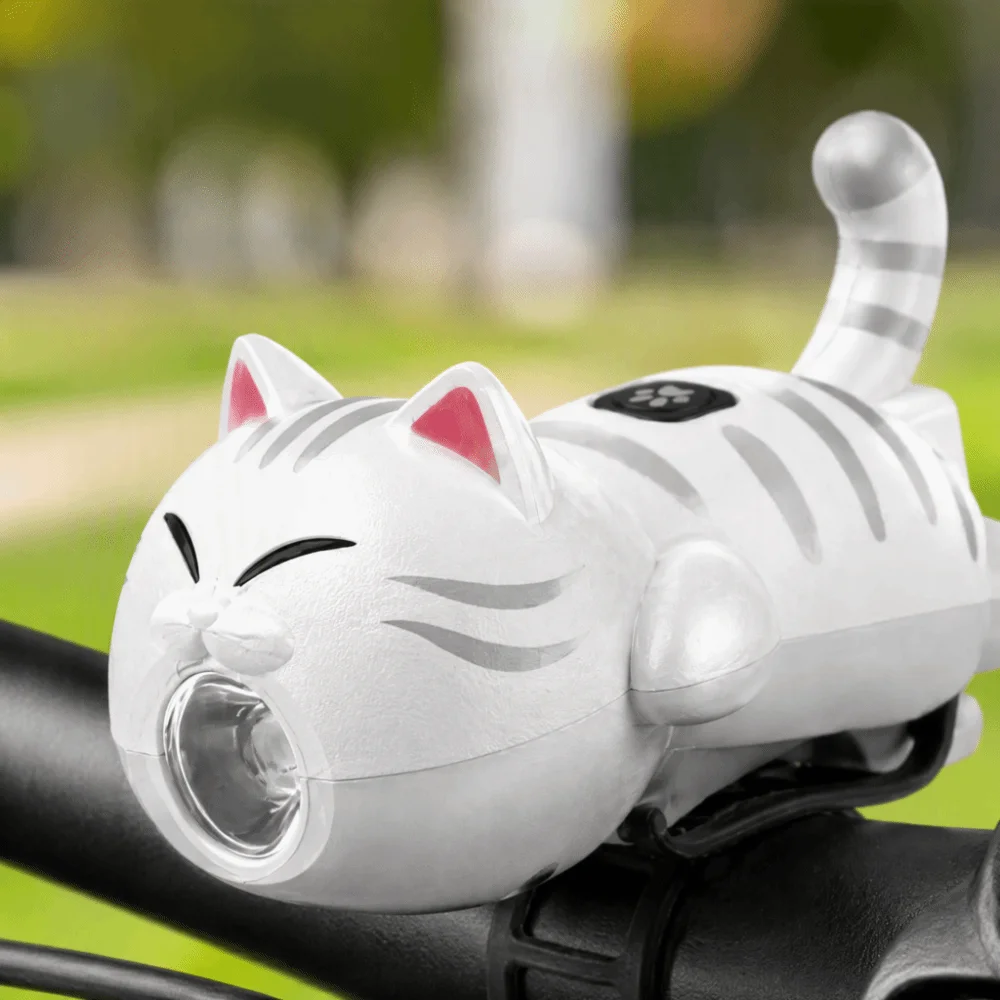 USB Rechargeable Bicycle Headlight Bright LED Waterproof LED Flashlight Cartoon Cat Shape Super Bright Bike Front Light Safety