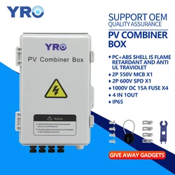 YRO 4 String Solar Panel Distribution Box 4 In 1 Out 550V PV Combiner Box Solar System Home Outdoor Wire Kit