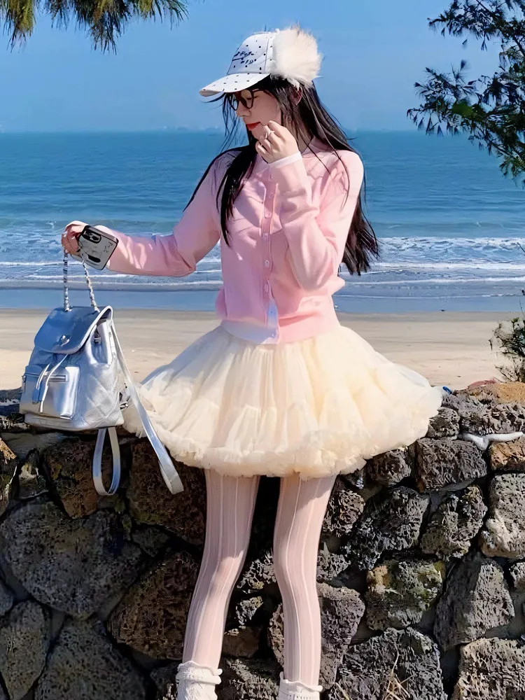 MAGOGO Short Tutu Skirts Female Adult Heavy Industry Multicolor Mesh Petticoat Ballet Style Fluffy Princess Cake Skirt