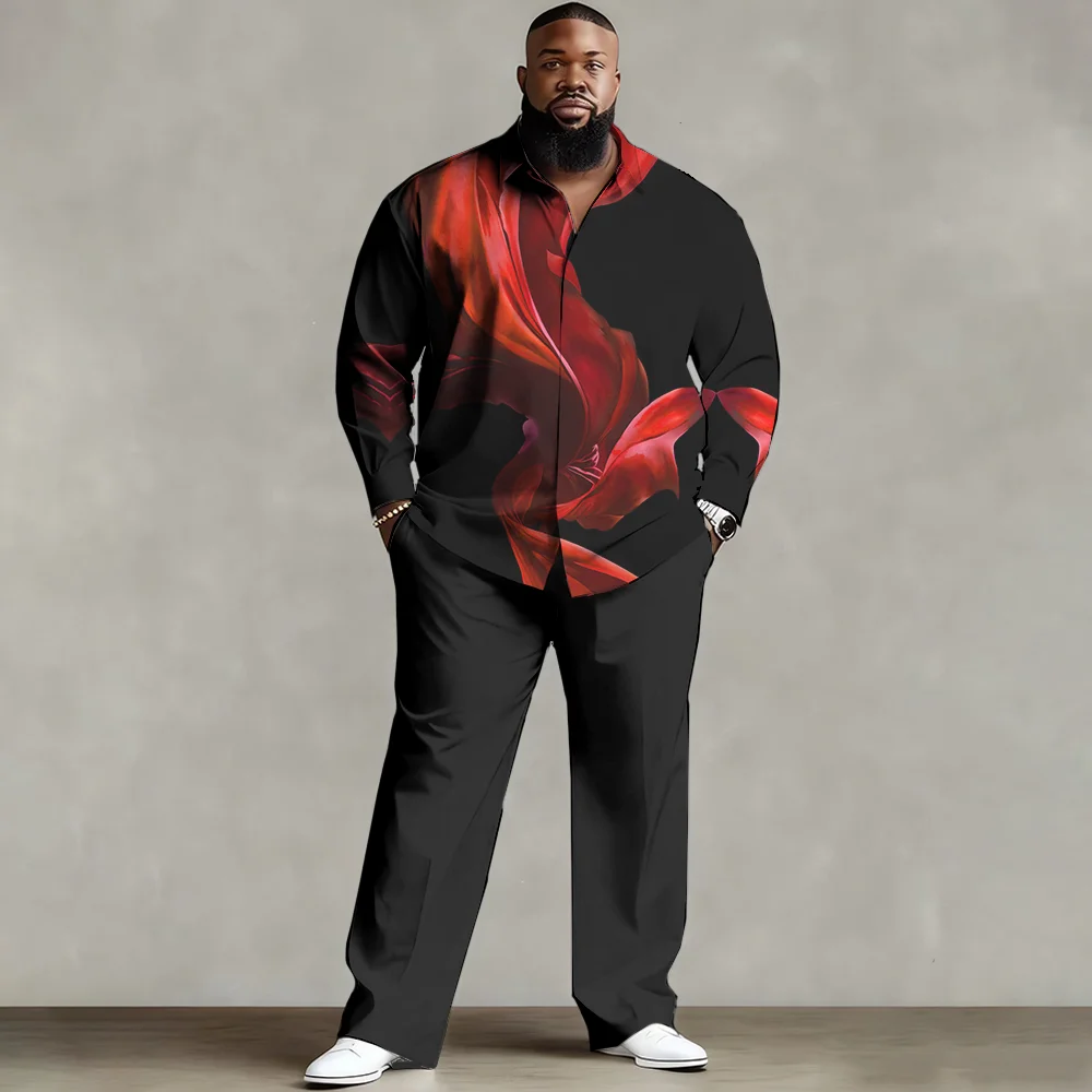 S-9xl plus size Big & Tall Shirt Set (Iridescent Element) - Soft Cotton, Stylish Prismatic Print Patterns, Lightweight,