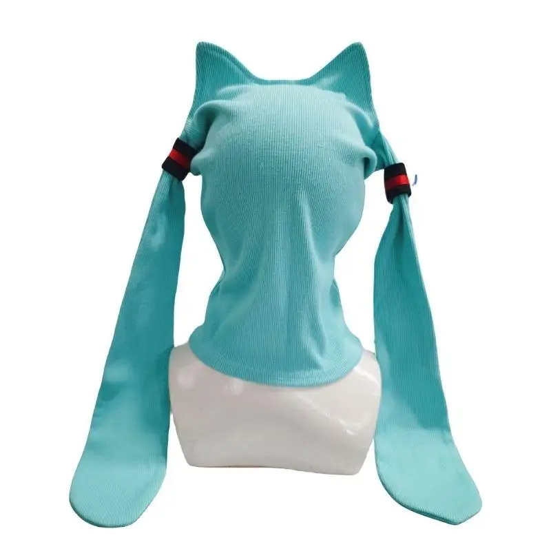 Lindo Hatsune Miku tocado capucha animación periférica dibujos animados Cosplay accesorios japonés Kawaii fiesta divertida máscara facial sombrero nueva gorra