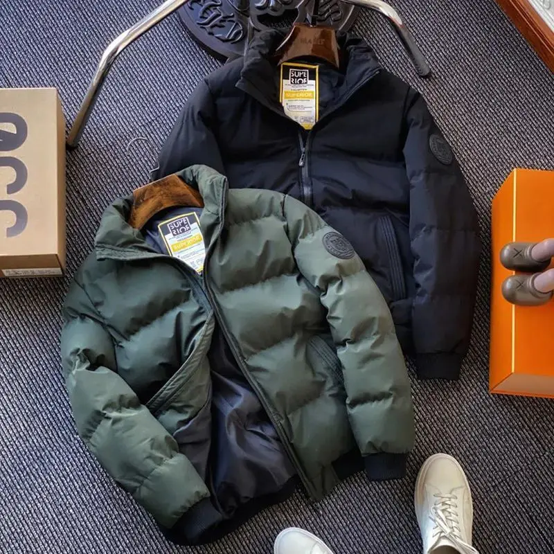 

Faionable ort Cotton Jaet Men's Stand Collar Winter Coat Knot Element Thin Cotton Outerwear No Brand Registered