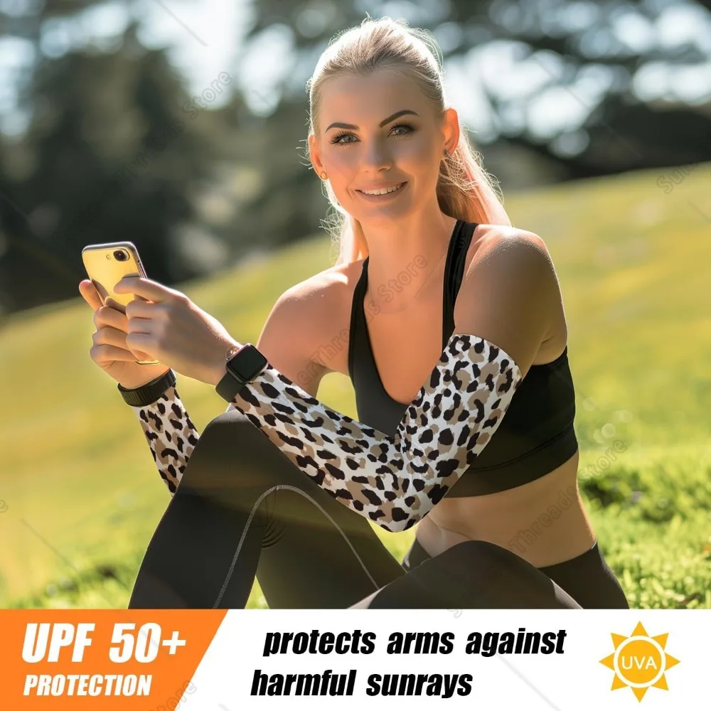 Leopard Cooling Arm Cover For Men & Women - Uv Sun Protection Arm Sleeves For Driving Golfing Fishing Cycling Hiking