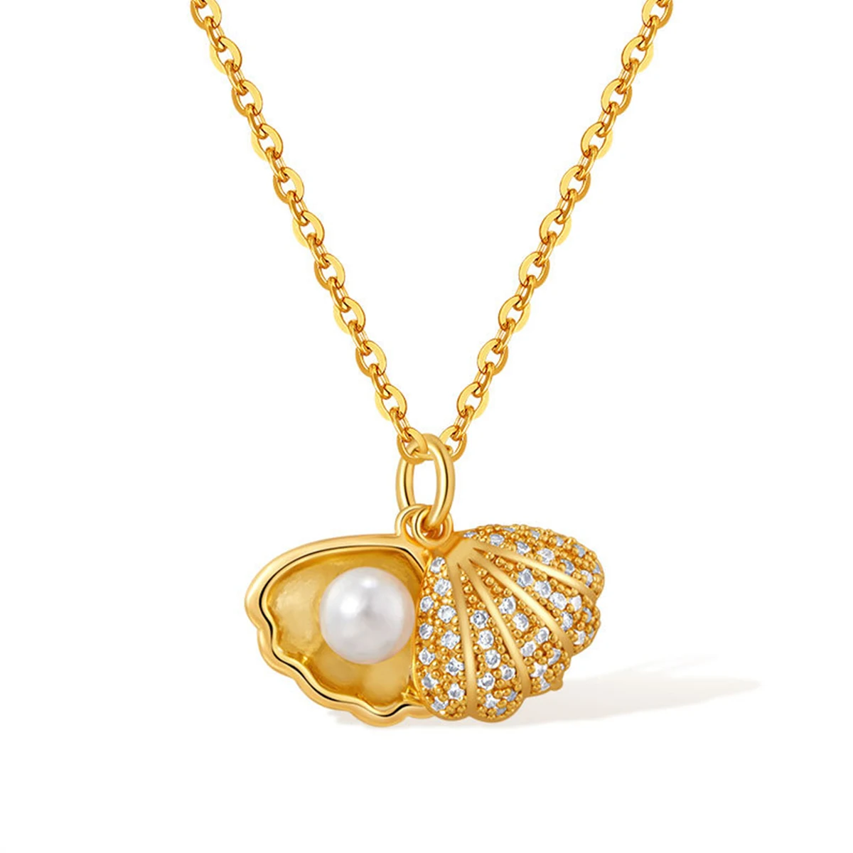 Shell Pendant Necklace for Women Stainless Steel Pearl Necklaces Light Luxury Girls Mother Gold Color Metal Jewelry Party Gift