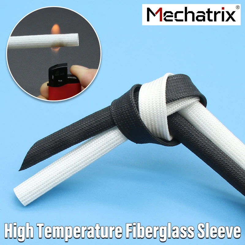 1 ~ 25mm High Temperature Fiberglass Tube Soft Protect Sleeve Flame Resistant Fiber Glass Insulate Cable Pipe Protect Wrap