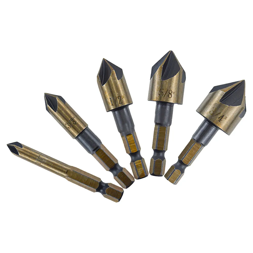 أدوات كهربائية لقمة مثقاب ، قاطع شطب ، ثقب خشب ومعدني ، شطف ، 5 فلوت ، HSS4341
