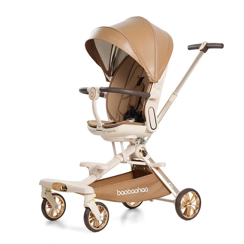 

Foldable Stroller Baby With Adjustable Putter Luxury Stroller for Baby Leather Double Sided Stroller