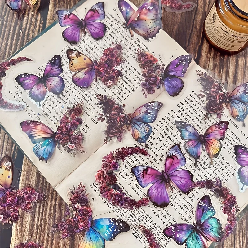 30 pcs/pack Retro Butterfly Stickers PET Materials DIY Scrapbooking Art Collage Stationery Planner Decor Diary Stickers