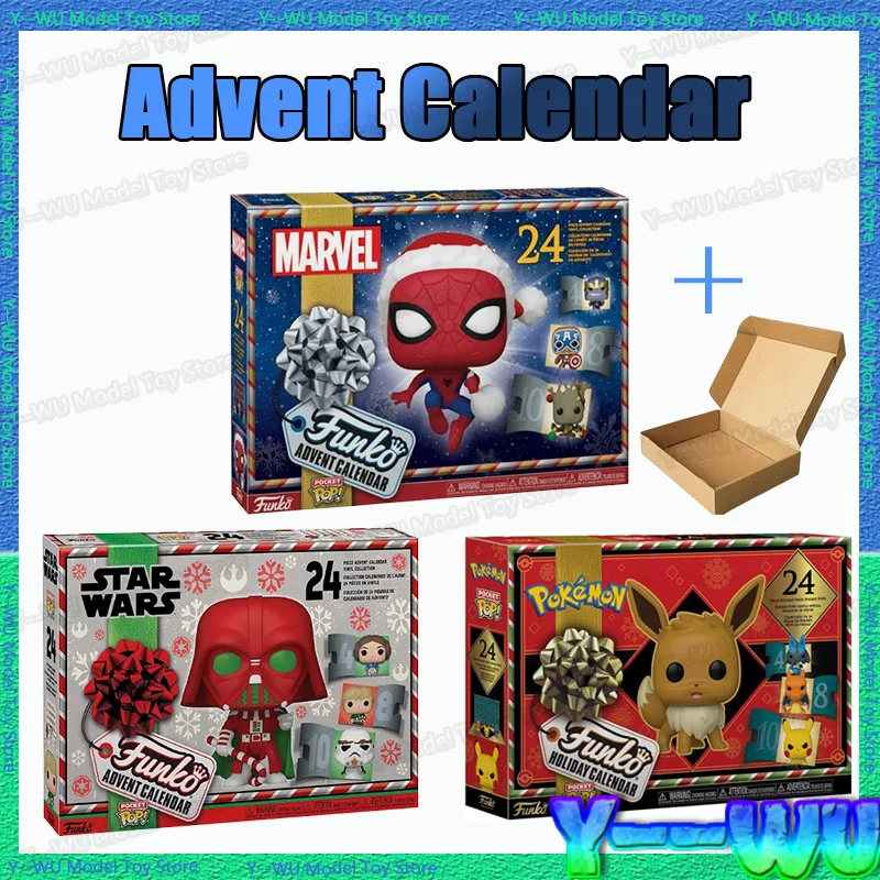 Boîte de calendrier de l'avent Pokémon Marvels pour enfants, boîte ennemi surprise, figurine d'action Spider Man, Star VAN, cadeaux de Noël