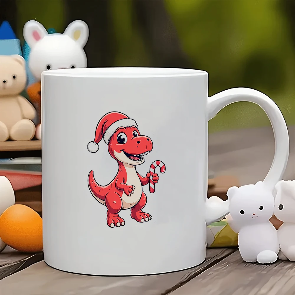

Cartoon Dinosaur Christmas Hat Mug 11OZ Kids Cup Christmas Gift for Family Office Coffee Cup Funny Cup Creative Gift